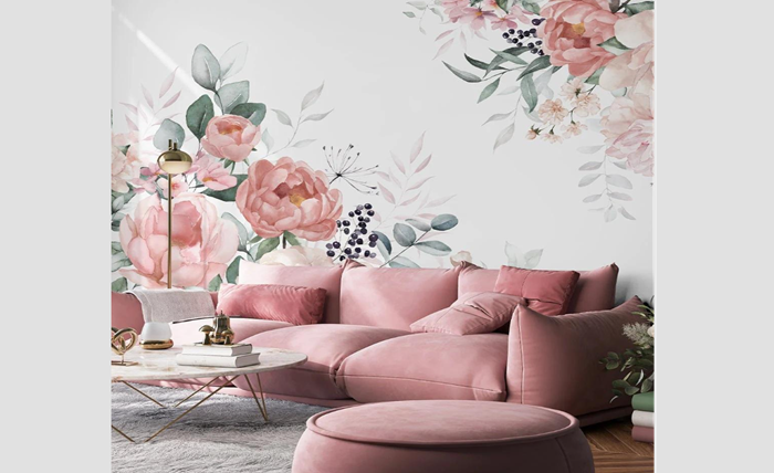 Accent Walls That Stand Out: Pink Flower Wallpaper Inspiration